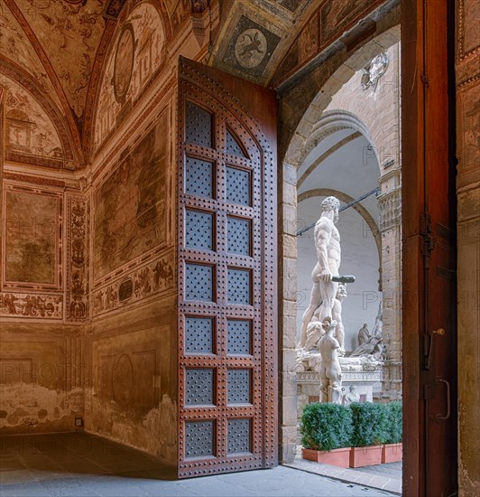 Hercules in front of the entrance to Palazzo Vecchio Florence Italy