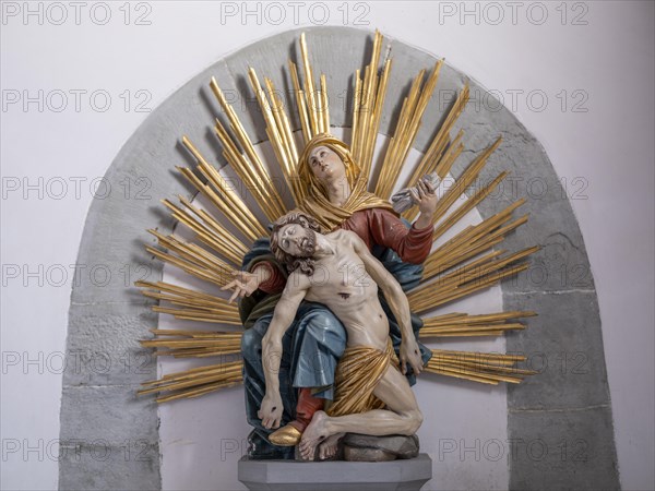 Pieta in the Catholic parish church of St. Peter and Paul, former collegiate church, Romanesque columned basilica, Unesco World Heritage Site, Niederzell on the island of Reichenau in Lake Constance, Constance district, Baden-Wuerttemberg, Germany, Europe