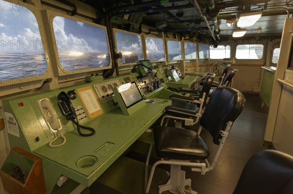 Command bridge guided missile frigate Hr. Ms. De Ruyter, former warship of the Dutch Navy, Naval Museum, Den Helder, Province of North Holland, Netherlands