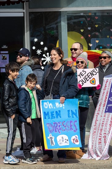 Royal Oak, Michigan USA, 11 March 2023, A small group of conservative Republicans protesting the Sidetrack Bookshops Drag Queen Story Hour were outnumbered by many hundreds of counter-protesters supporting the LGBTQ community