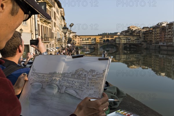 Street Artists near Ponte Vecchio Florence Italy