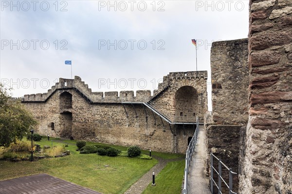 City fortifications from the 13th century, with city wall, battlements and witchs tower, Hillesheim, Rhineland-Palatinate, Germany, Europe