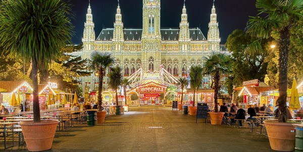 Circus Roncalli illuminated in front of Vienna City Hall Austria