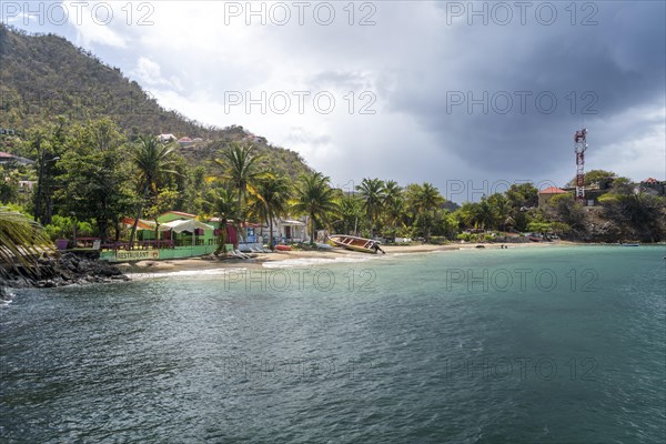 Restaurant La Case aux Epice on the beach Plage de la colline, Terre-de-Haut Island, Les Saintes, Guadeloupe, Caribbean, France, North America