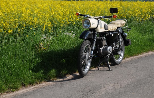 Vintage motorbike from the GDR MZ ES 150, Hesse, Germany, Europe