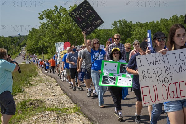 Oxford, Michigan USA, 11 June 2022, Hundreds rallied for tighter gun control laws in the town where four students were shot and killed at Oxford High School in November 2021. It was one of many rallies organized by March for Our Lives across the country protesting gun violence and mass shootings. The Oxford rally was organized by the student group No Future Without Today