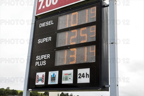 Car park entrance and 24h fuel terminal, Stadtkyll, Eifel, Rhineland-Palatinate, Germany, Europe