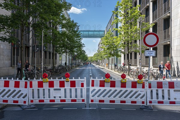 Roadblock with barrier, Berlin, Germany, Europe