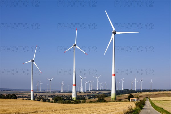 Wind turbines, wind farm in Paderborner Land, East Westphalia, fields, landscape, agriculture, Lichtenau
