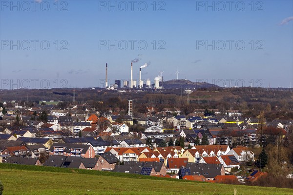 Scholven power plant at the Oberscholven tailings pile, Bottrop, North Rhine-Westphalia, Germany, Europe