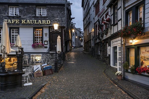 Historic Old Town Monschau in the Evening, Northern Eifel, Eifel, Monschau, North Rhine-Westphalia, North Rhine-Westphalia, Germany, Europe