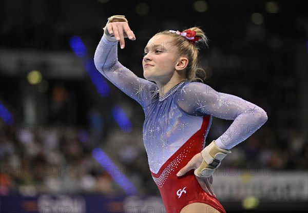 Elle Mueller USA Floor, EnBW DTB Cup, Artistic Gymnastics, Gymnastics, Porsche Arena, Stuttgart, Baden-Wuerttemberg, Germany, Europe