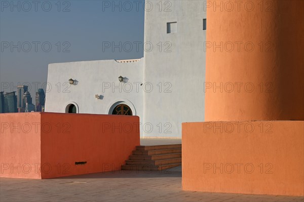 Colourful houses in Mina District, Mia Park, Old Port Doha, Qatar, Asia