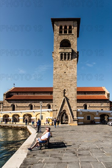 Ekklisia Evangelismou Church at Mandraki Harbour, Rhodes Town, Greece, Europe