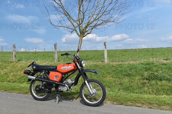 Vintage moped from the GDR Simson S51, Hesse, Germany, Europe