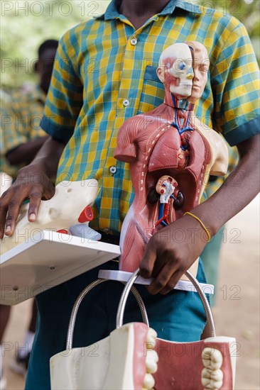 Topic: Schoolchildren in Africa. Model of a human being for nature study lessons, Krokrobite, Ghana, Africa