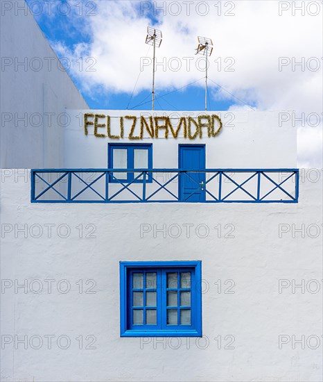 Facade detail, doors and windows on the residential buildings in Teguise, Lanzarote, Canary Islands, Spain, Europe