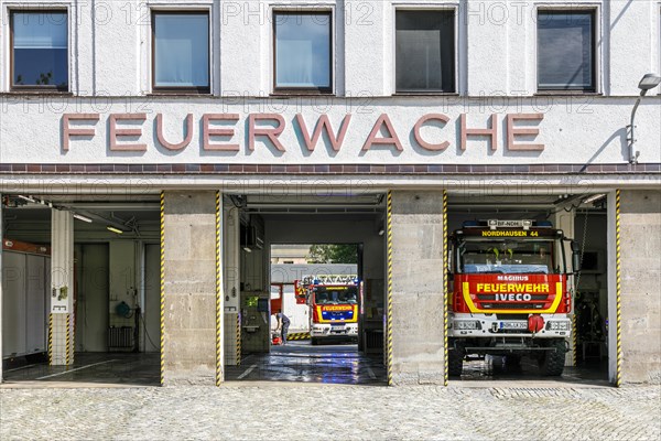 Fire station of the professional fire brigade, Nordhausen, Thuringia, Germany, Europe