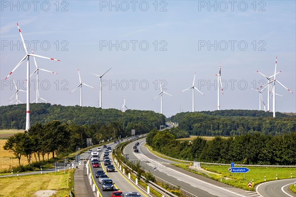 A44 at Lichtenau wind farm, Motorway, East Westphalia, Lichtenau