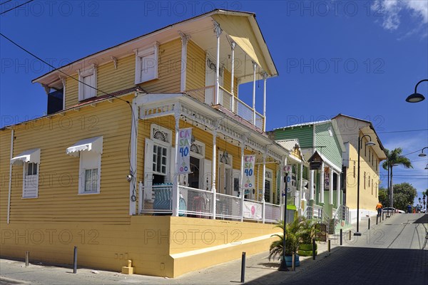 Colonial houses on Calle Duarte in Puerto Plata, Dominican Republic, Caribbean, Central America
