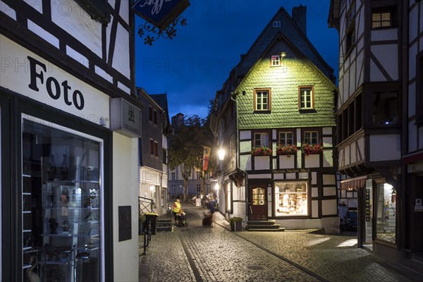 Historic Old Town Monschau in the Evening, Northern Eifel, Eifel, Monschau, North Rhine-Westphalia, North Rhine-Westphalia, Germany, Europe