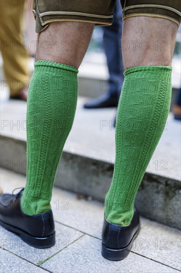 Knee socks and leather trousers., Munich, Germany, Europe