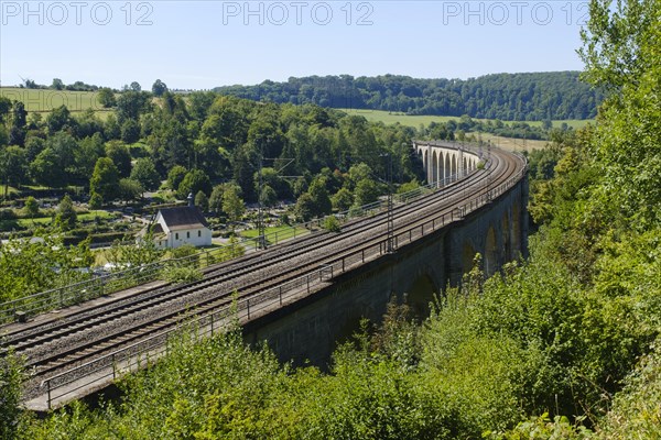 Rails on the railway viaduct, Altenbeken viaduct, sand-lime bridge, Altenbeken, East Westphalia-Lippe, North Rhine-Westphalia, Germany, Europe