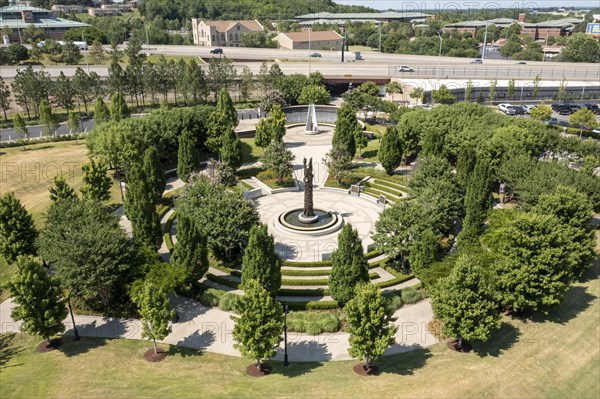 Tulsa, Oklahoma, The John Hope Franklin Reconciliation Park, a memorial based on the 1921 race massacre in which many African-Americans were murdered and the Greenwood District burned to the ground