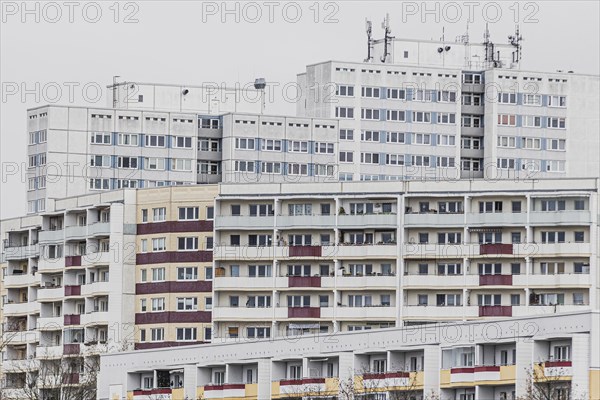 Apartment blocks in the Marzahn district, photographed in Berlin, 01.02.2023., Berlin, Germany, Europe