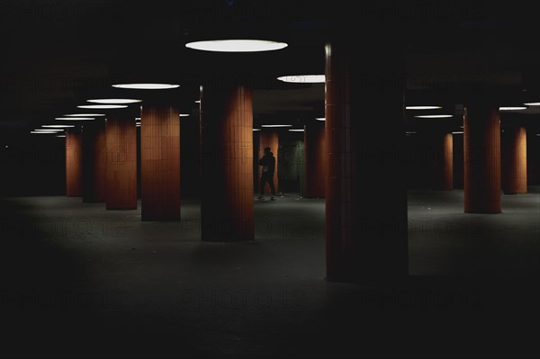 A person stands out in a street subway in front of the fair in Berlin, 01.02.2023., Berlin, Germany, Europe