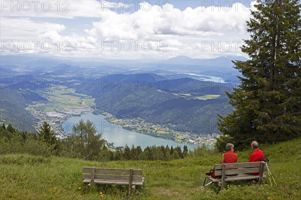 View from the Gerlitzen Alpe to Lake Ossiach, Carinthia, Austria, Europe