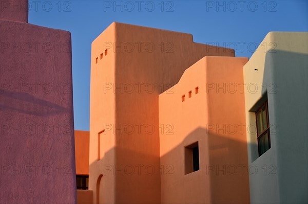 Colourful houses in Mina District, Mia Park, Old Port Doha, Qatar, Asia