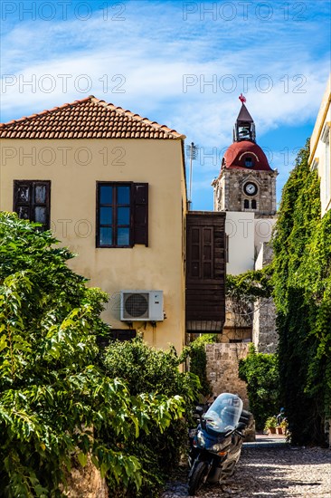 Clock Tower in the Old Town, Roloi, 7th century, Rhodes Town, Greece, Europe