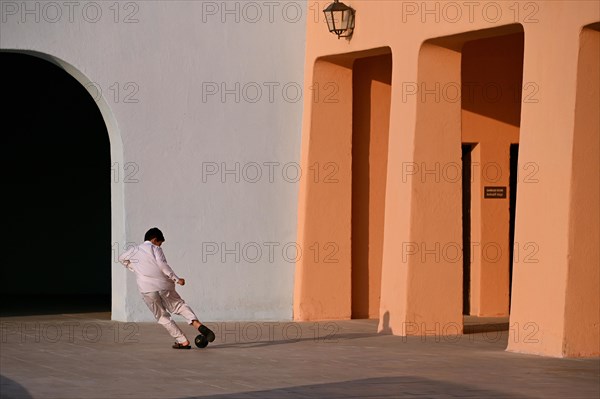 Colourful houses in Mina District, Mia Park, Old Port Doha, Qatar, Asia