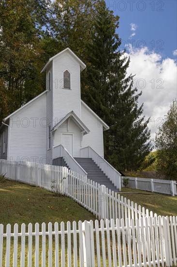 Beckley, West Virginia, Historic buildings are on display in the Coal Camp at the Beckley Exhibition Coal Mine. This coal camp church was built in 1921 in Pemberton, WV