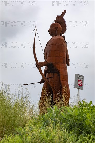 Cuba, Missouri, The Osage Trail Legacy Monument shows an Osage Indian warrior moving west on the Osage Trail, which is now Interstate 44. The Native American Osage tribe dominated much of what is now, Kansas, Missouri, Oklahoma, and Arkansas before Europeans came to the area. The sculpture was created by Glen and Curtis Tutterrow, Central America