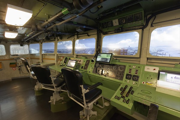 Command bridge guided missile frigate Hr. Ms. De Ruyter, former warship of the Dutch Navy, Naval Museum, Den Helder, Province of North Holland, Netherlands