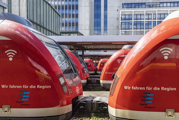 Trains of the S-Bahn, main station Baden-Wuerttemberg, Germany, Europe