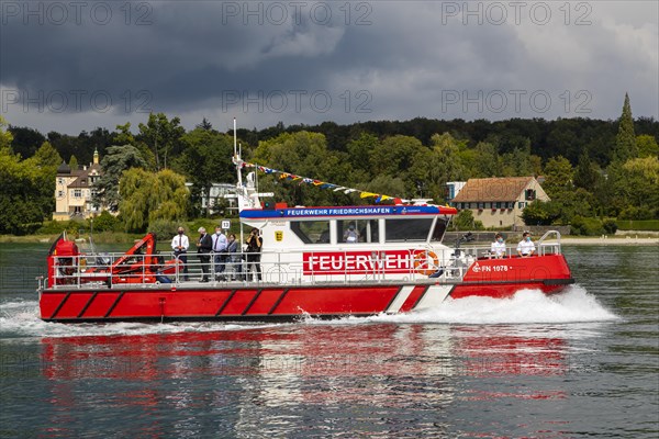 Workboat of the oil defence in operation on Lake Constance, a total of four new speedboats ensure the protection of the important drinking water reservoir, Constance, Baden-Wuerttemberg, Germany, Europe