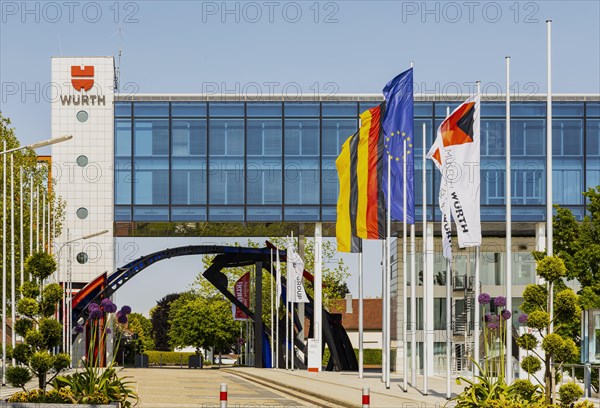Wuerth Group, fastening and assembly technology, company building and logo at company headquarters Kuenzelsau, Baden-Wuerttemberg, Germany, Europe
