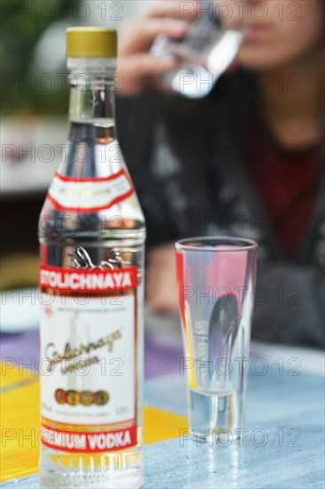 An 11-year-old girl stands as a model. Symbol photo alcoholism, Germany, Europe