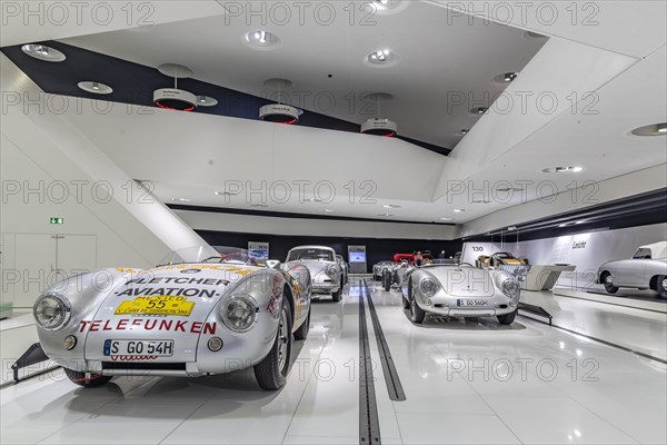 Porsche 550 Spyder, year of construction 1954. Porsche Museum, Automuseum, Stuttgart, Baden-Wuerttemberg, Germany, Europe