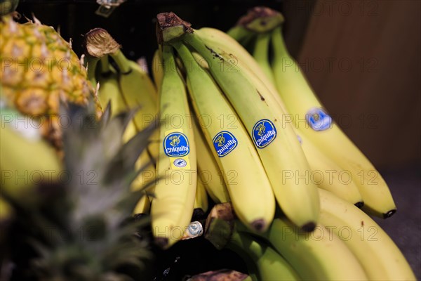 Chiquita bananas in the supermarket in Radevormwald, 08.06.2022. Radevormwald, Germany, Europe