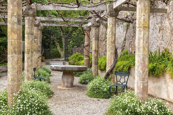 Country estate, open-air museum, La Granja, Esporles, pergola in the garden, Majorca, Balearic Islands, Spain, Europe