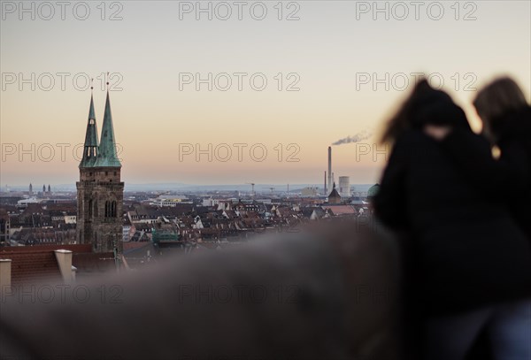 Nuremberg with the Sebaldus Church taken at sunset. Nuremberg, 13.02.2023., Nuremberg, Germany, Europe