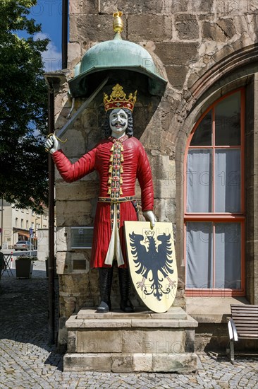 Nordhausen Roland from 1717 at the Old Town Hall, Nordhausen, Thuringia, Germany, Europe
