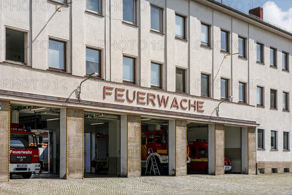 Fire station of the professional fire brigade, Nordhausen, Thuringia, Germany, Europe