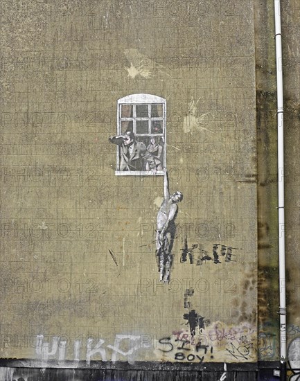 Well Hung Lover by Banksy, Street Art, Bristol, England, Great Britain