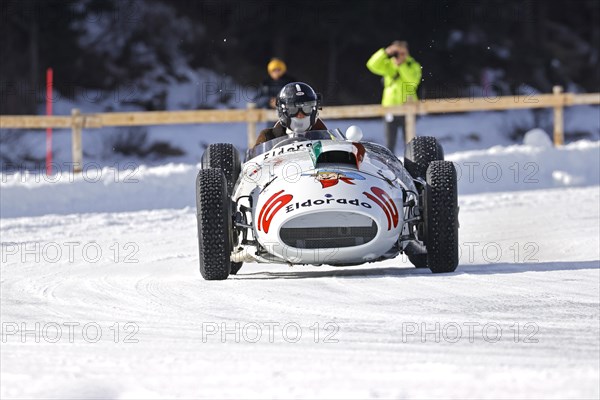 Maserati 420M-58 Eldorado Special on the frozen lake, built 1958, The ICE, St. Moritz, Engadin, Switzerland, Europe