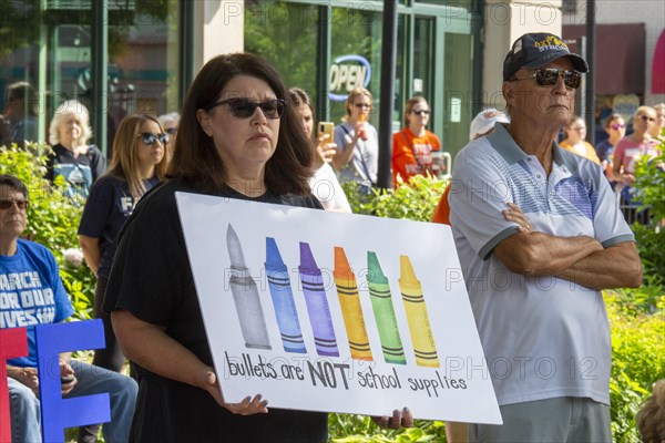 Oxford, Michigan USA, 11 June 2022, Hundreds rallied for tighter gun control laws in the town where four students were shot and killed at Oxford High School in November 2021. It was one of many rallies organized by March for Our Lives across the country protesting gun violence and mass shootings. The Oxford rally was organized by the student group No Future Without Today